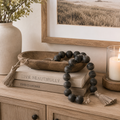 24" Wood Bead Garland with Tassels - Black and Earth Tones