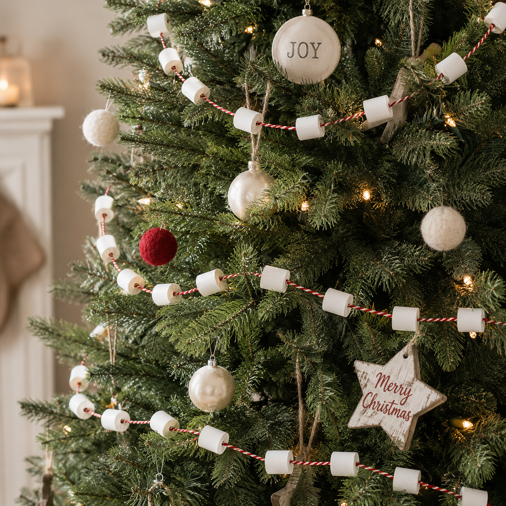 60" Wood Garland - Marshmallow