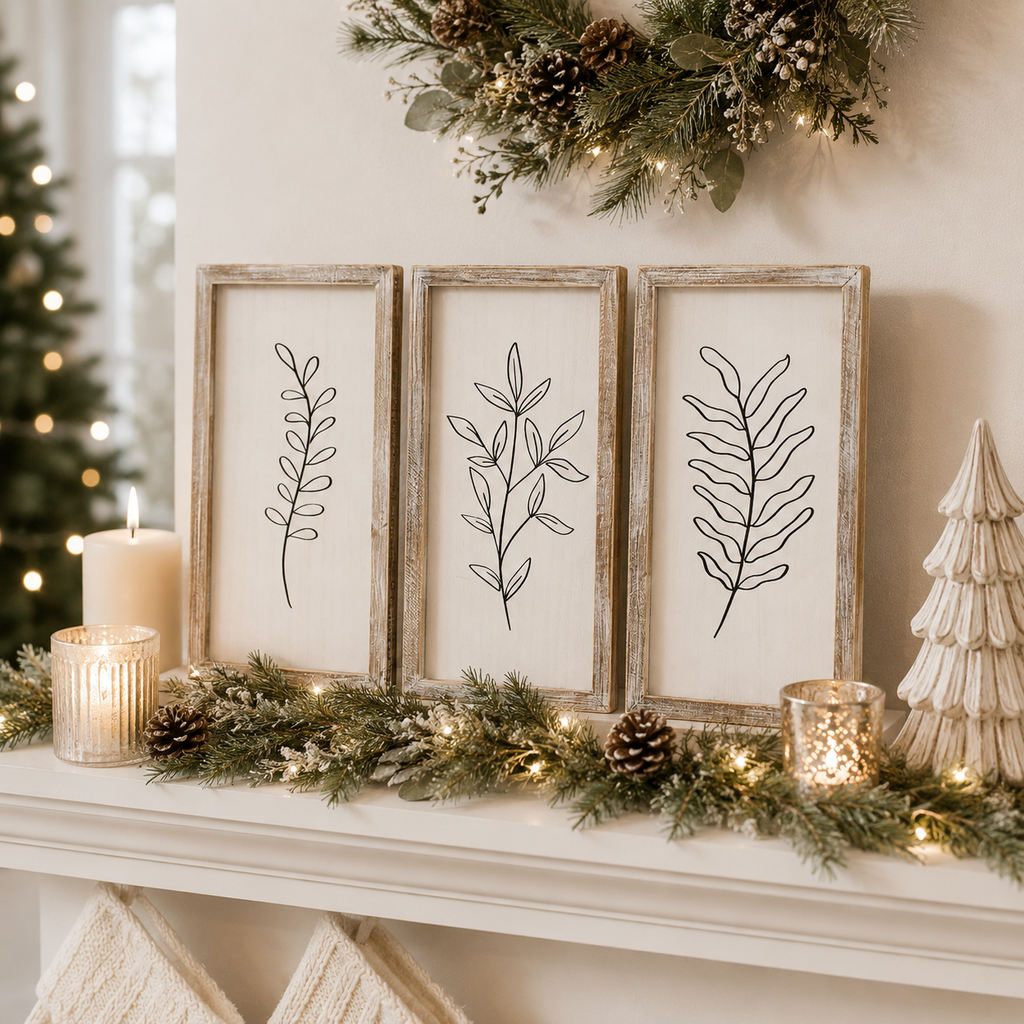 9" x 17" Reversible Wood Frame Sign Set - Gnomes | Cottage Christmas Collection