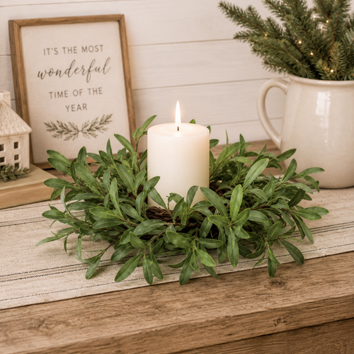 12" Olive Candle Wreath - Green | Ollie Olive Collection