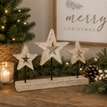 12.5" Mango Wood Stars Cutout on Stand - Natural White