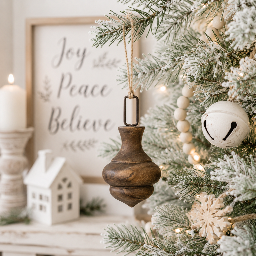 6" Wood Cutout Ornament - Balloon | Brown