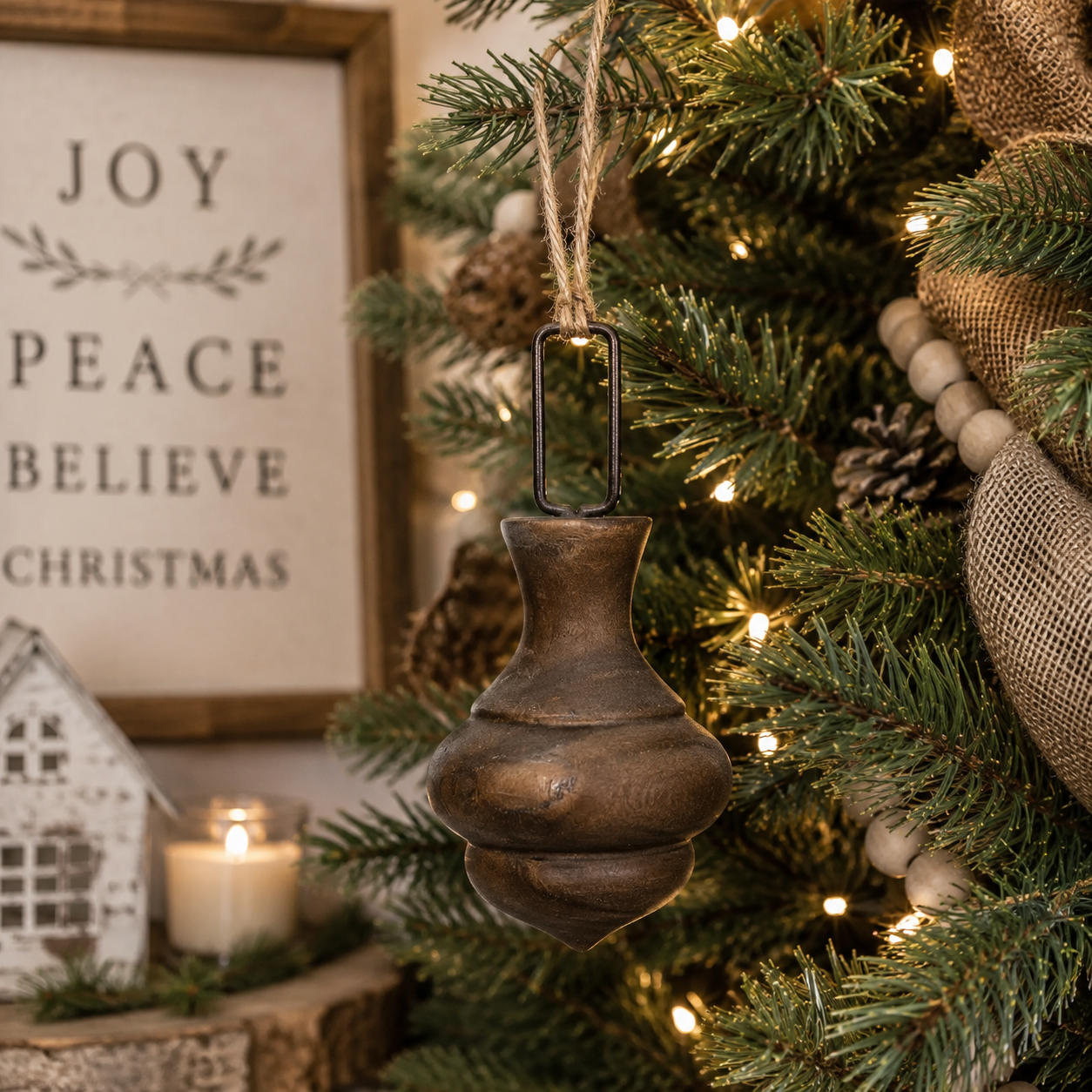 6" Wood Cutout Ornament - Balloon | Brown