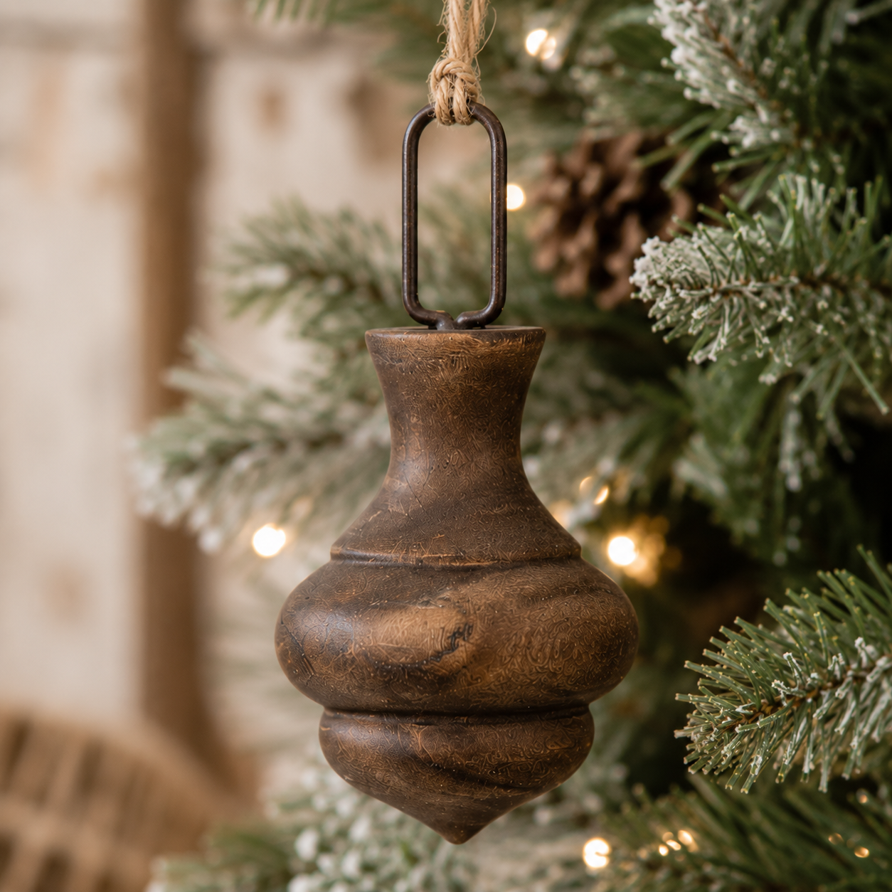 6" Wood Cutout Ornament - Balloon | Brown