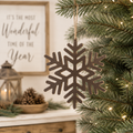 9" Wood Cutout Ornament - Snowflake | Brown