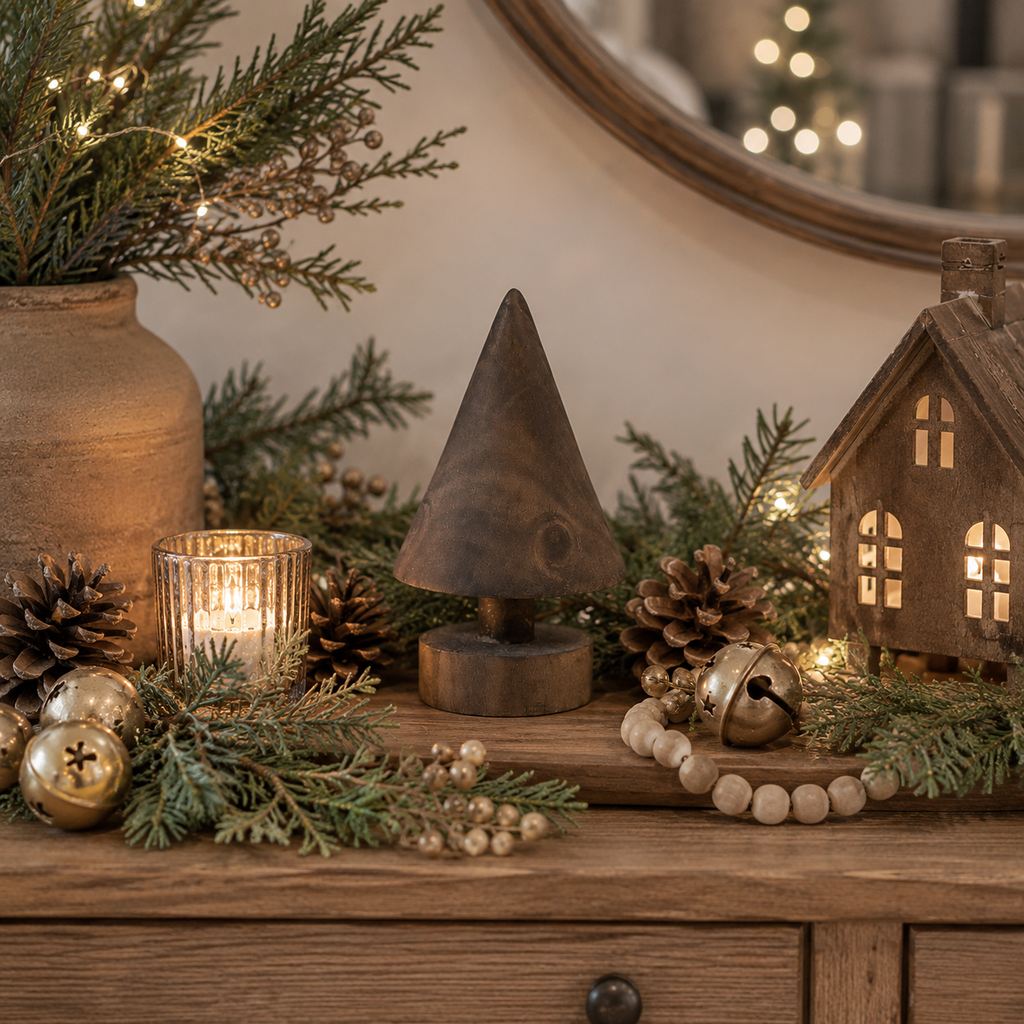 5.5" Wood Cutout on Stand - Christmas Tree | Brown