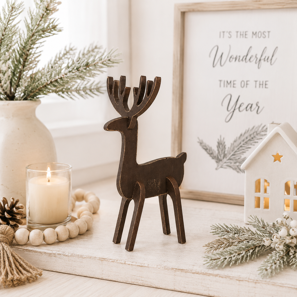12" Wood Cutout - Reindeer | Brown