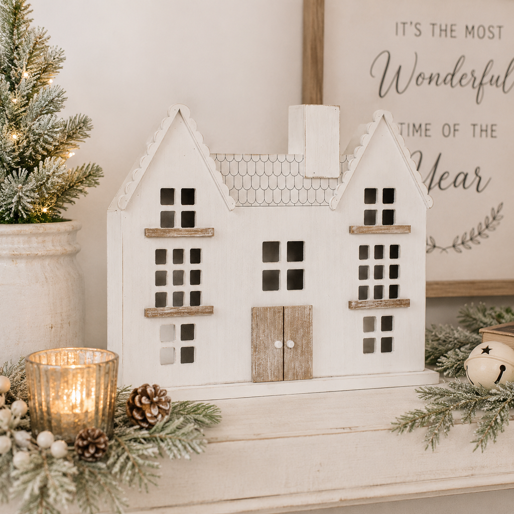 19" x 15" Wood Cutout - House | Natural