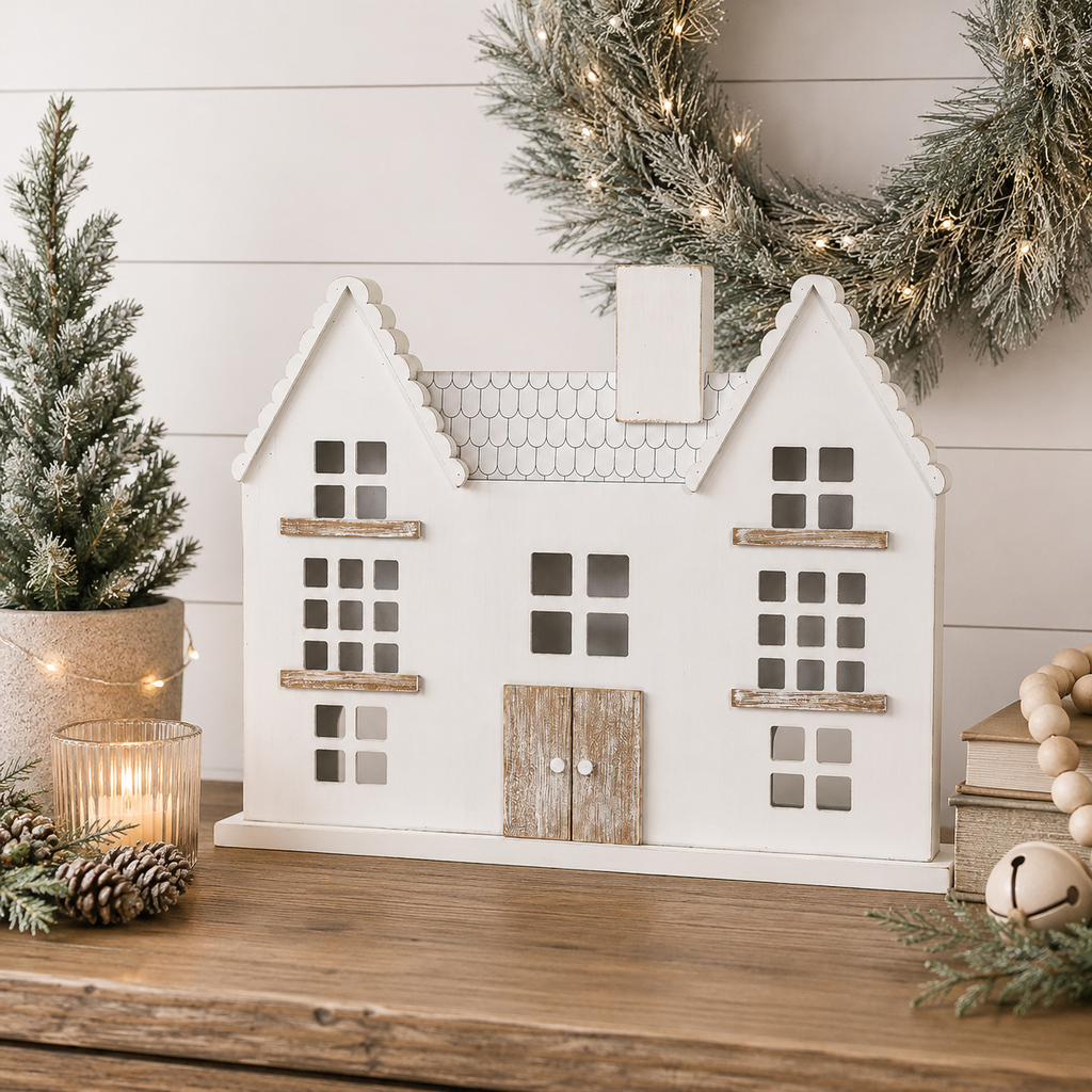 19" x 15" Wood Cutout - House | Natural