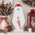 17" Wood Cutout on Stand - Polar Bear | Red, White and Black