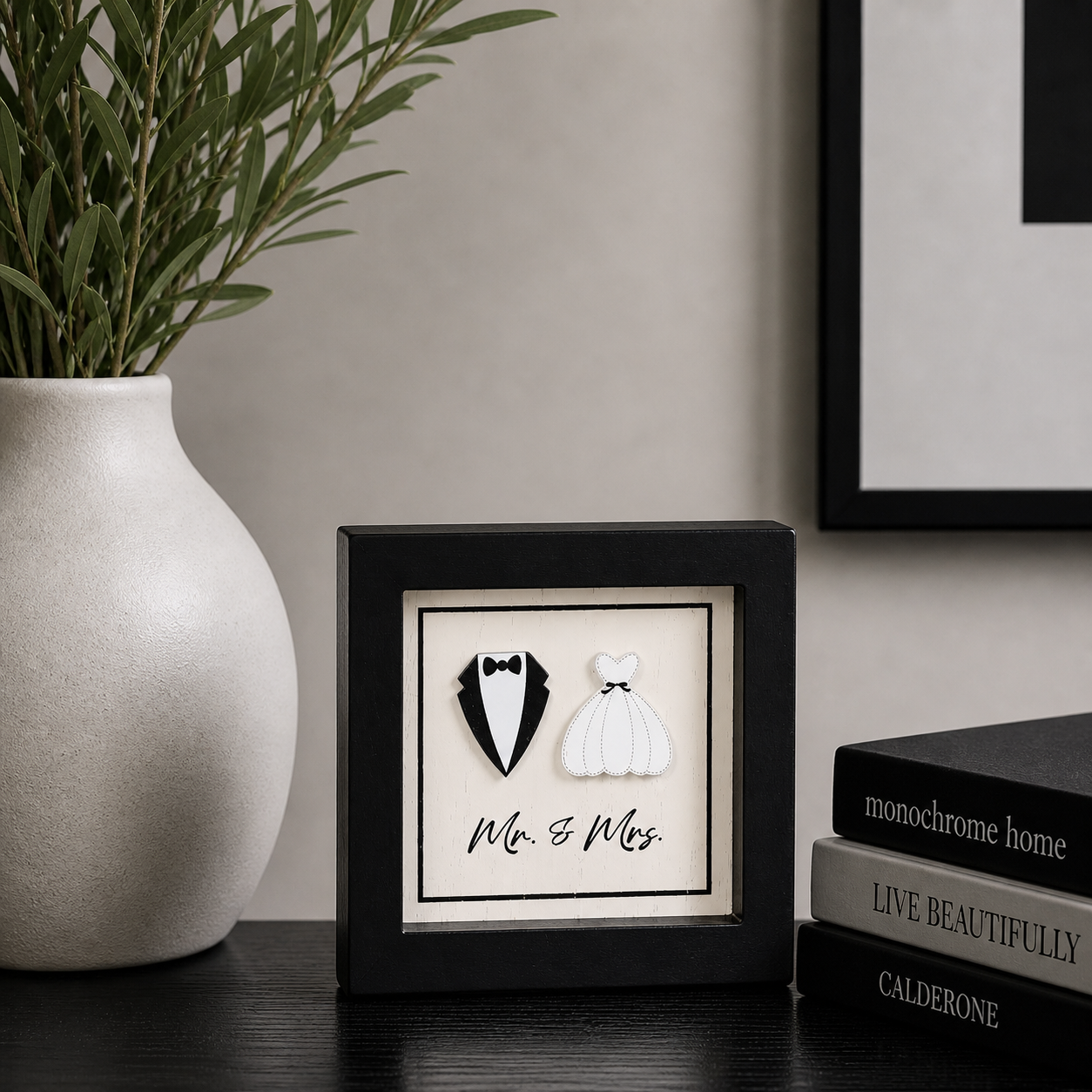 5" Reversible Wood Frame Sign - Mr and Mrs/You and Me | You and Me Collection