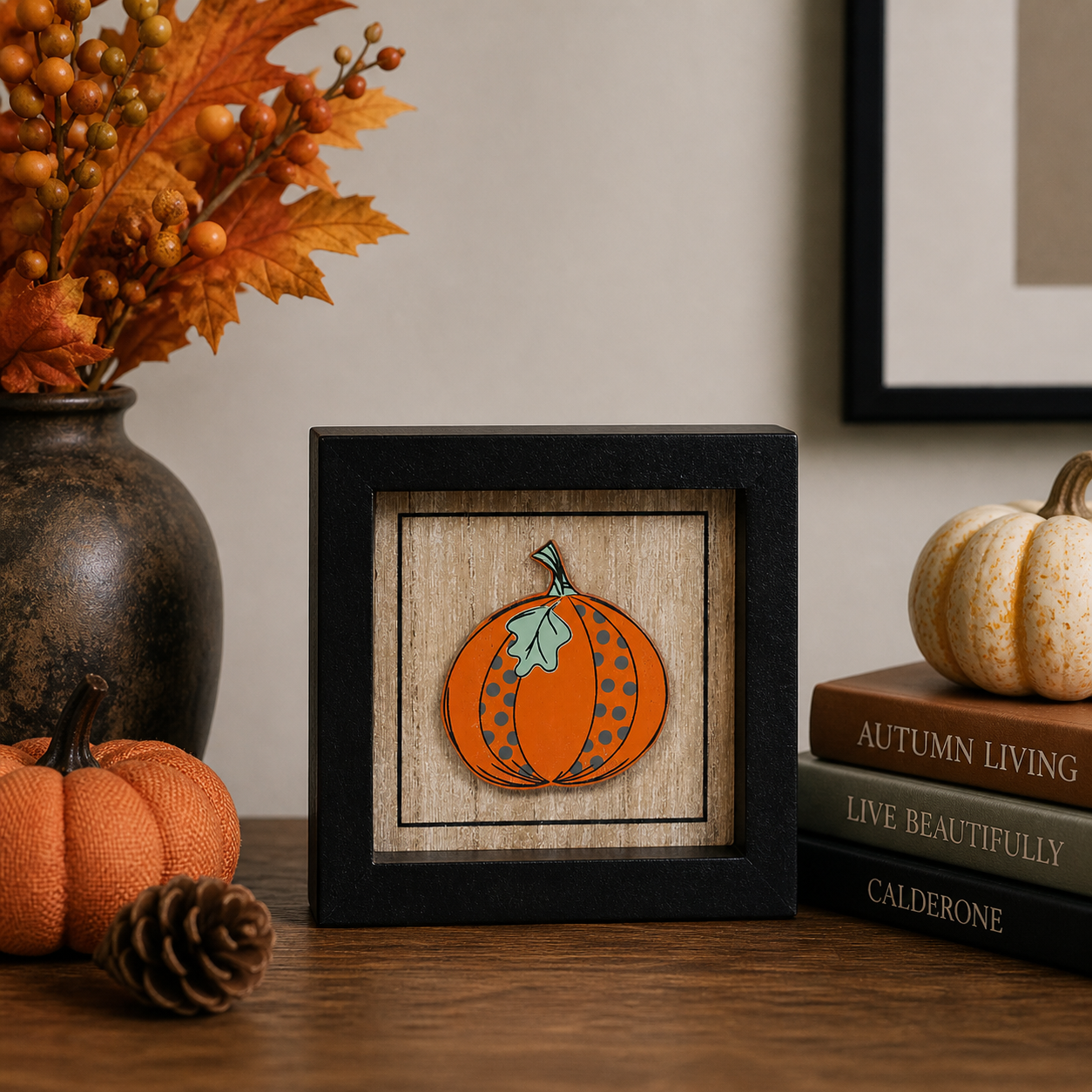 5" Reversible Wood Frame Sign - Pumpkin/Hello | Sweet and Spooky Collection