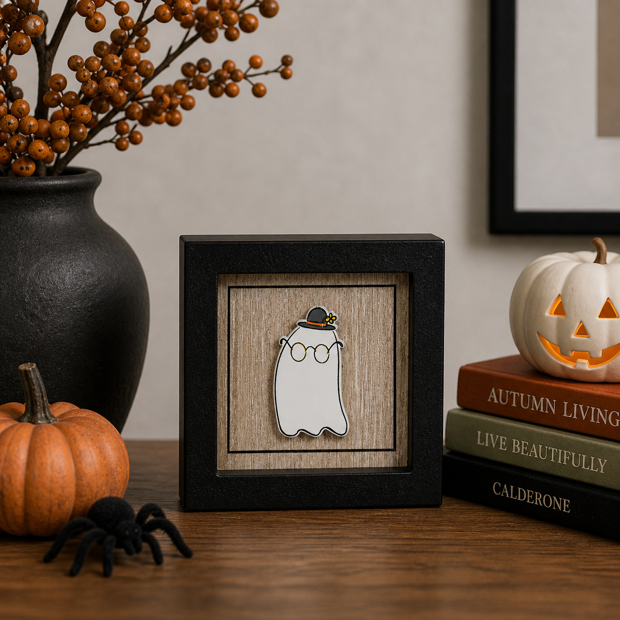 5" Reversible Wood Frame Sign - Ghost/Afraid | Sweet and Spooky Collection
