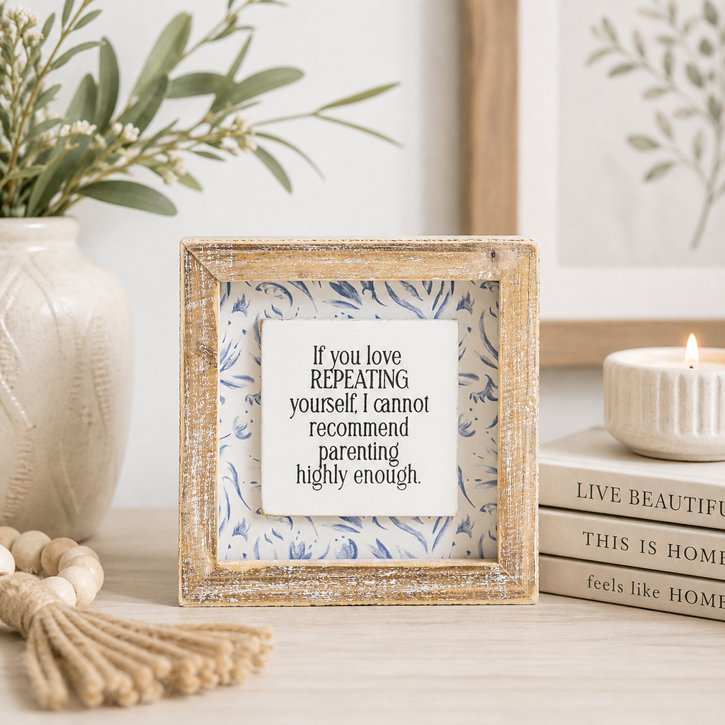 5" Reversible Wood Frame Sign - Repeat/Overthink | Mother's Day Collection