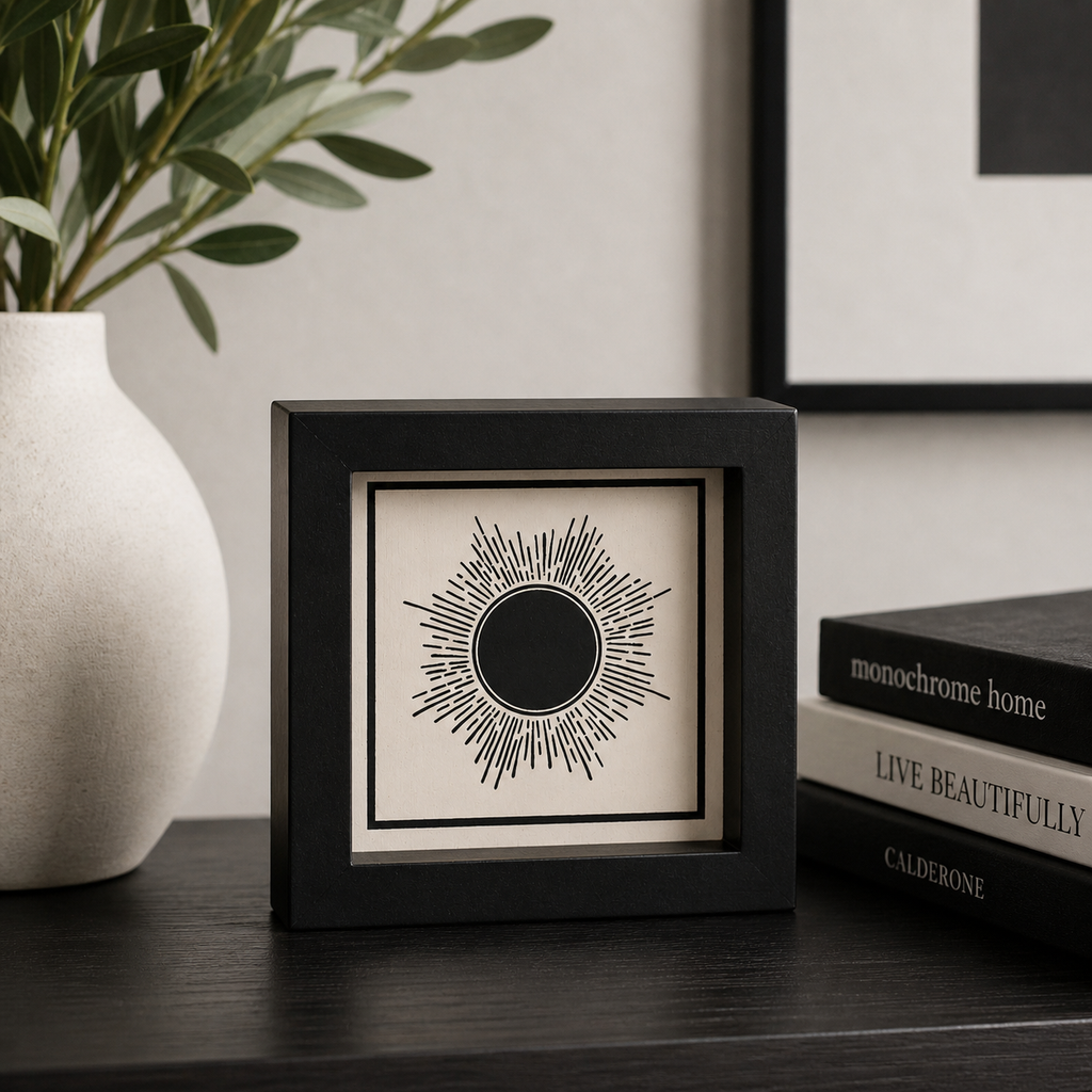 5" Reversible Wood Frame Sign - Sun/Sunshine | Neutral Mod Collection