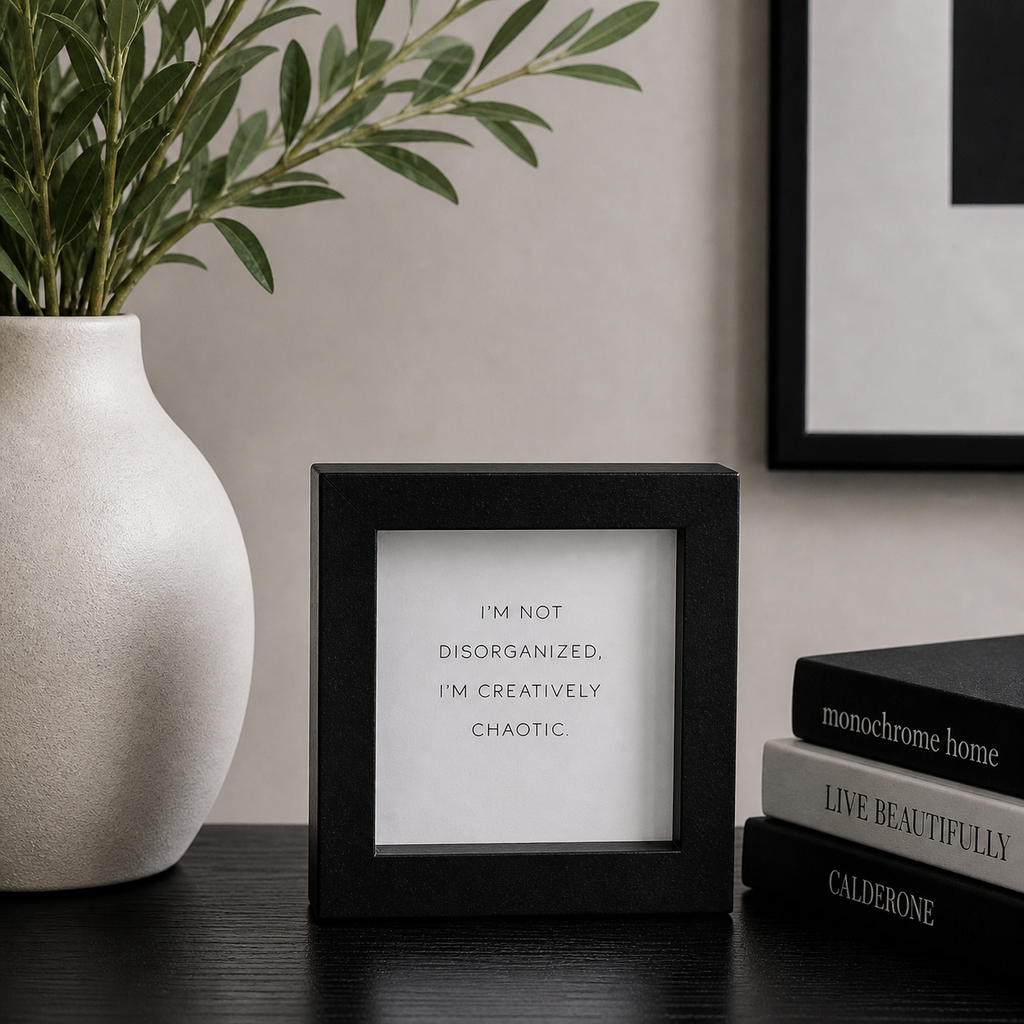 5" Wood Frame Sign - Creatively Chaotic | White and Black