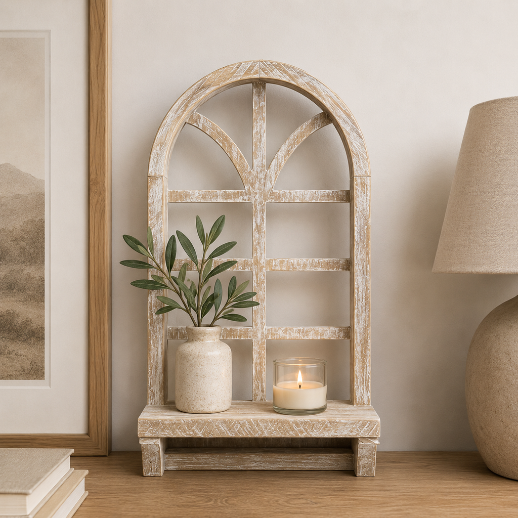 17" Window Wood Frame with Shelf - Natural