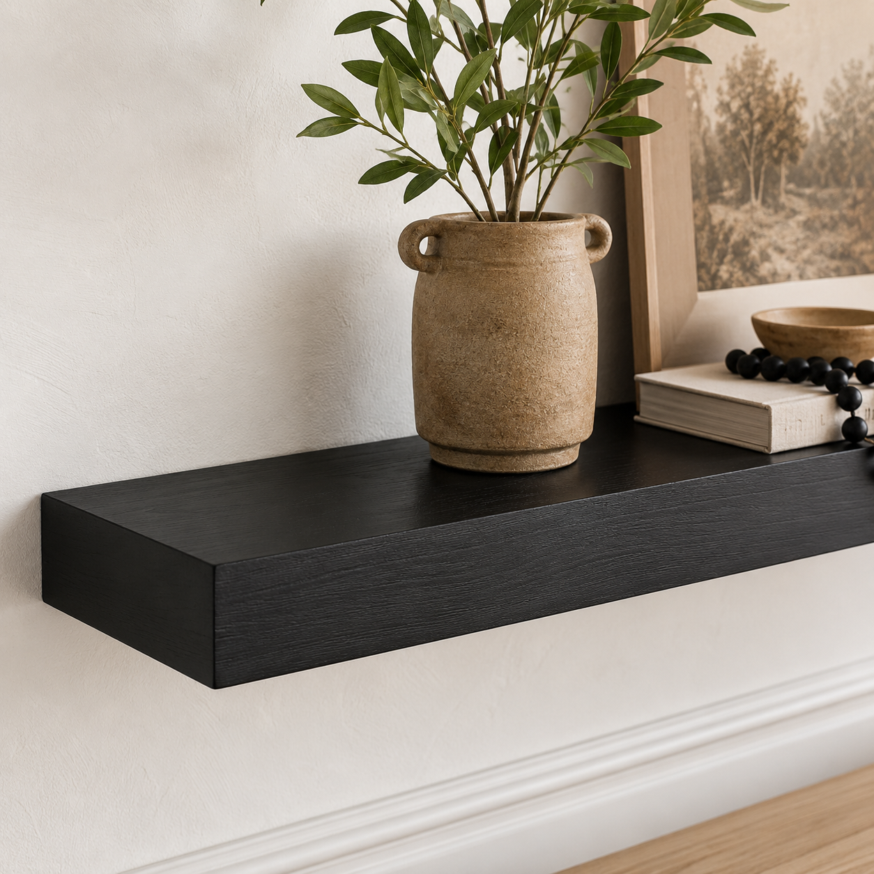 35" Wood Floating Shelf - Black