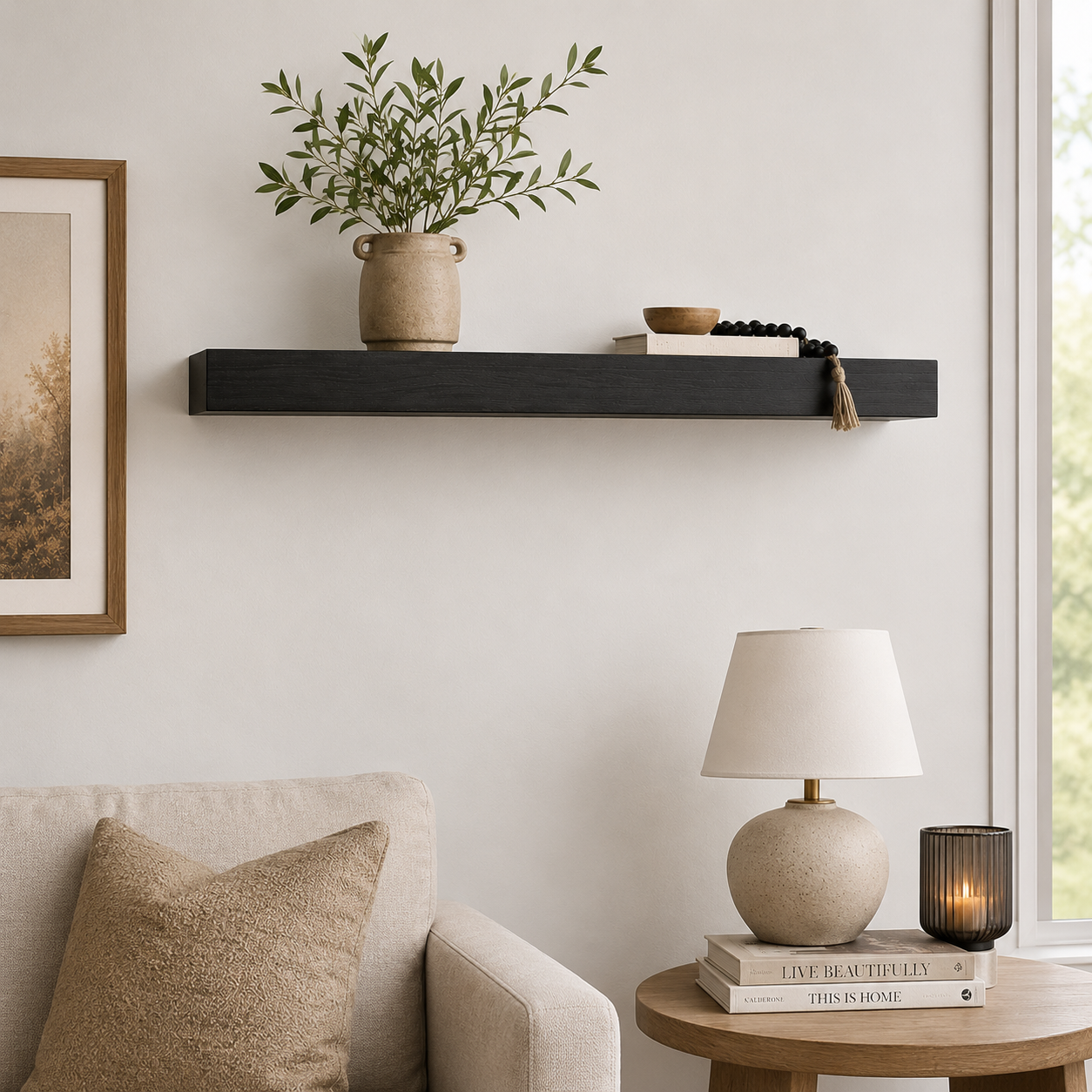 35" Wood Floating Shelf - Black