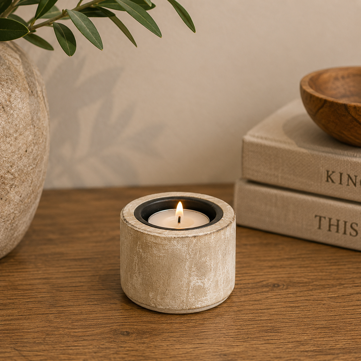 3" Mango Wood Tea Light Holder - Natural