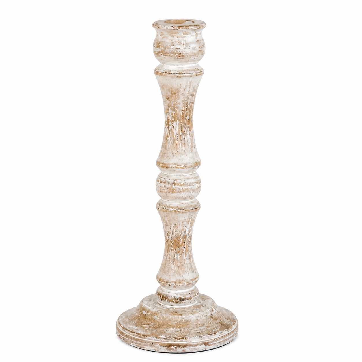 14" Wood Candle Holder – Rustic Mango Wood Décor