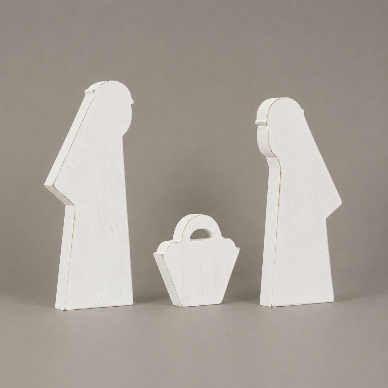 15" Wood Nativity Cutout Set - White (Set of 3)