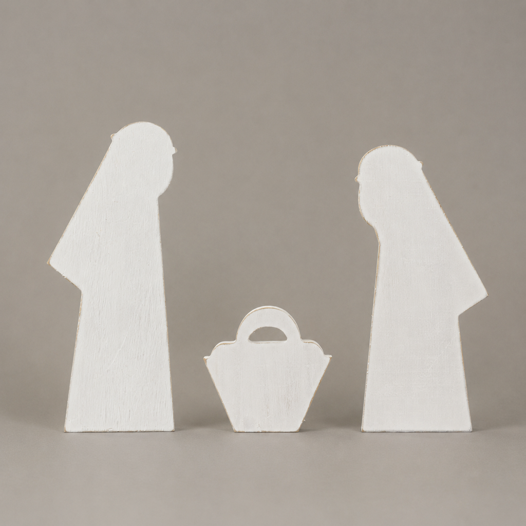 15" Wood Nativity Cutout Set - White (Set of 3)