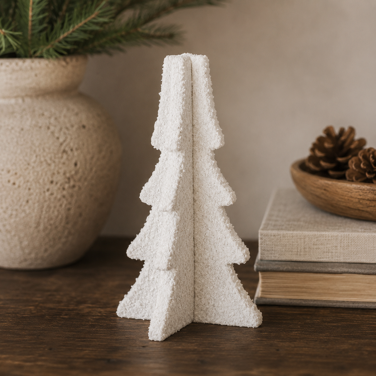 6" Wood Cutout Tree - Christmas | White