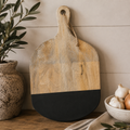 16" Mango Wood Cutting Board with Handle - Natural and Black