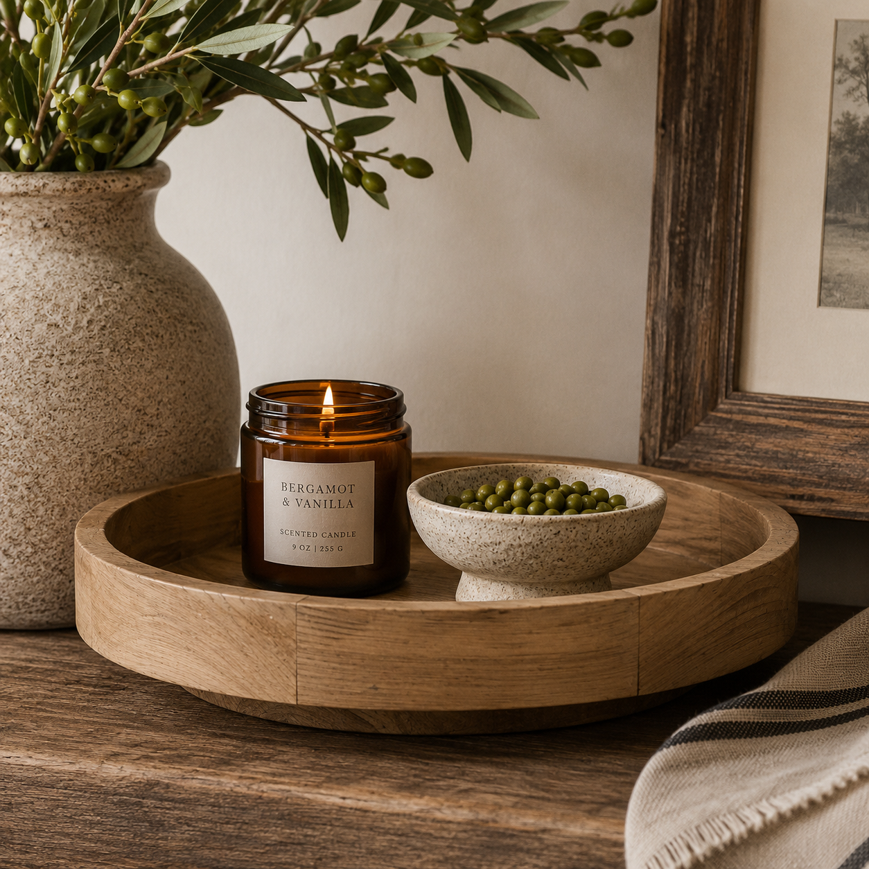 17" Wood Spin Tray - Natural and Black