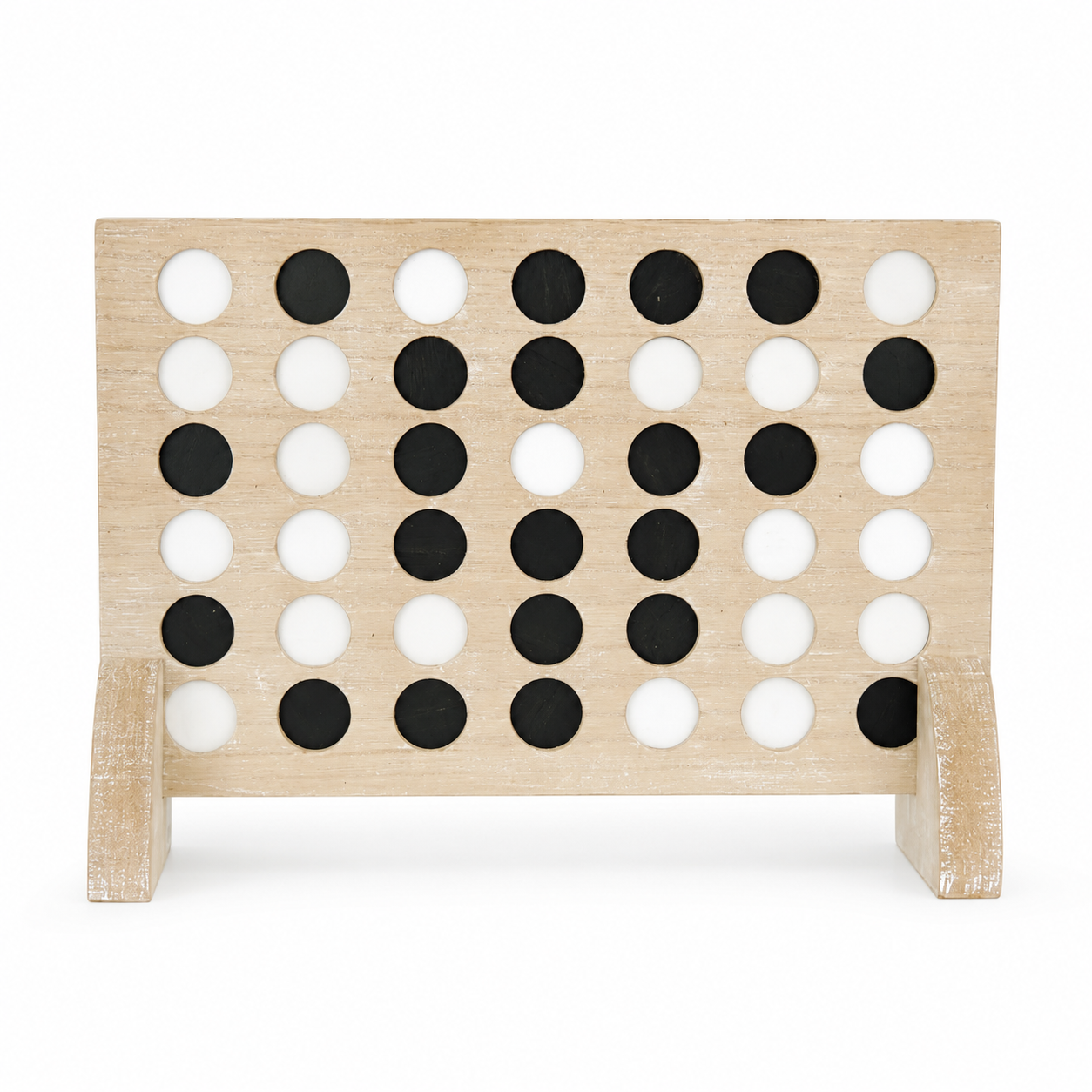 15" Wood Four In A Row Game Board - Natural and White (Includes 42 Game Pieces)