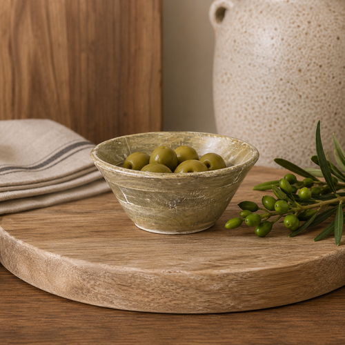 12" Mango Wood Bowl - Natural and White