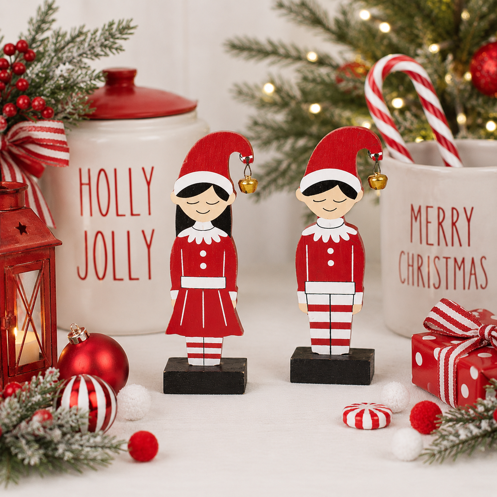 5" Wood Cutout on Stand - Elf Boy | Multicolor