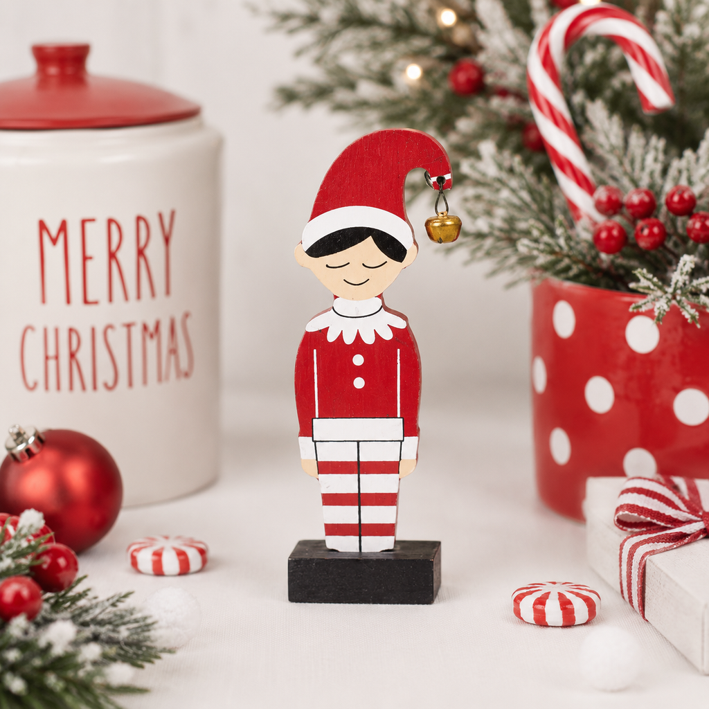 5" Wood Cutout on Stand - Elf Boy | Multicolor