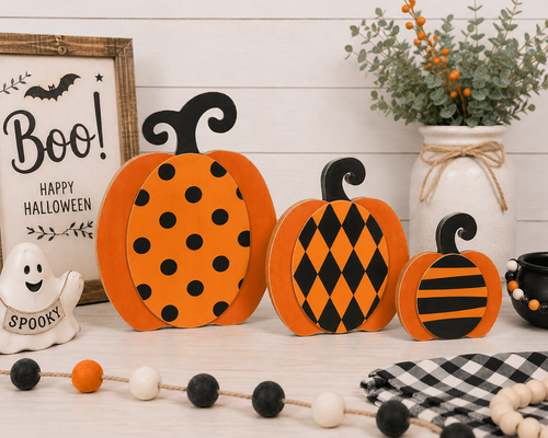 11" Reversible Wood Cutout - Pumpkin | Orange and Black