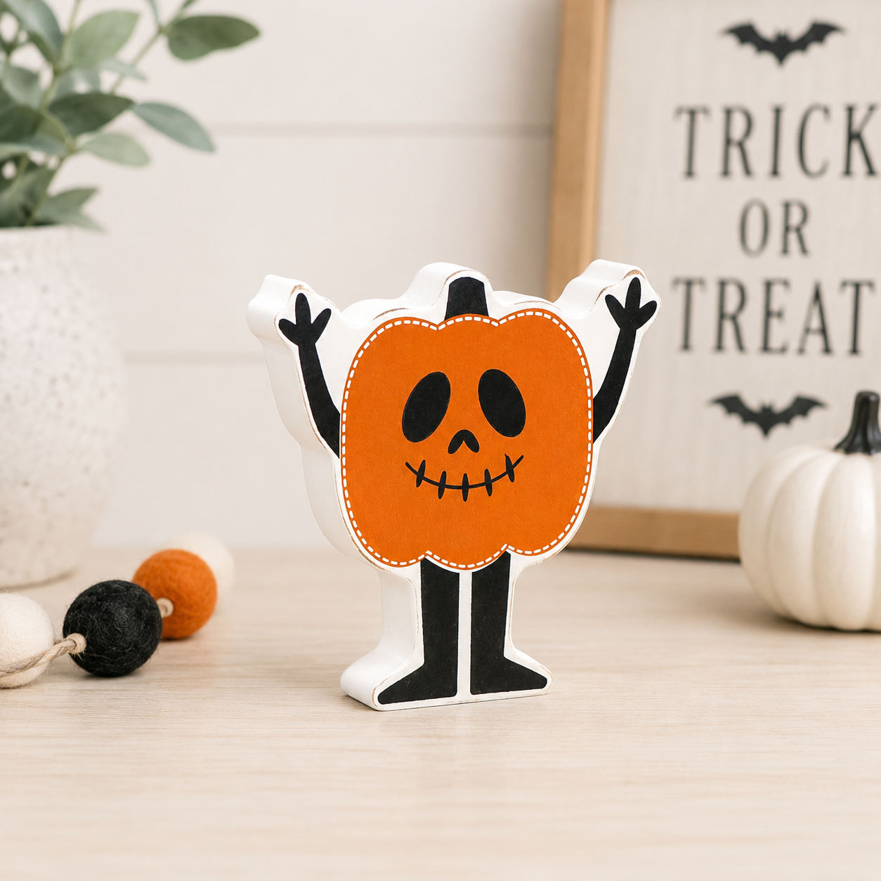 5" Reversible Wood Cutout - Pumpkin Man | Multicolor