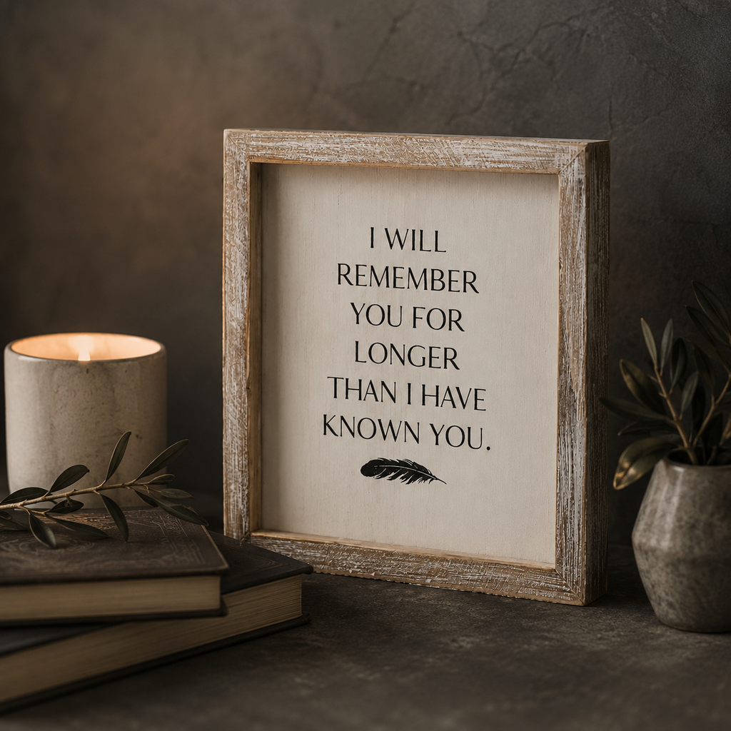 7" x 8" Wood Frame Sign - I Will Remember You | White and Black | Remember When Collection