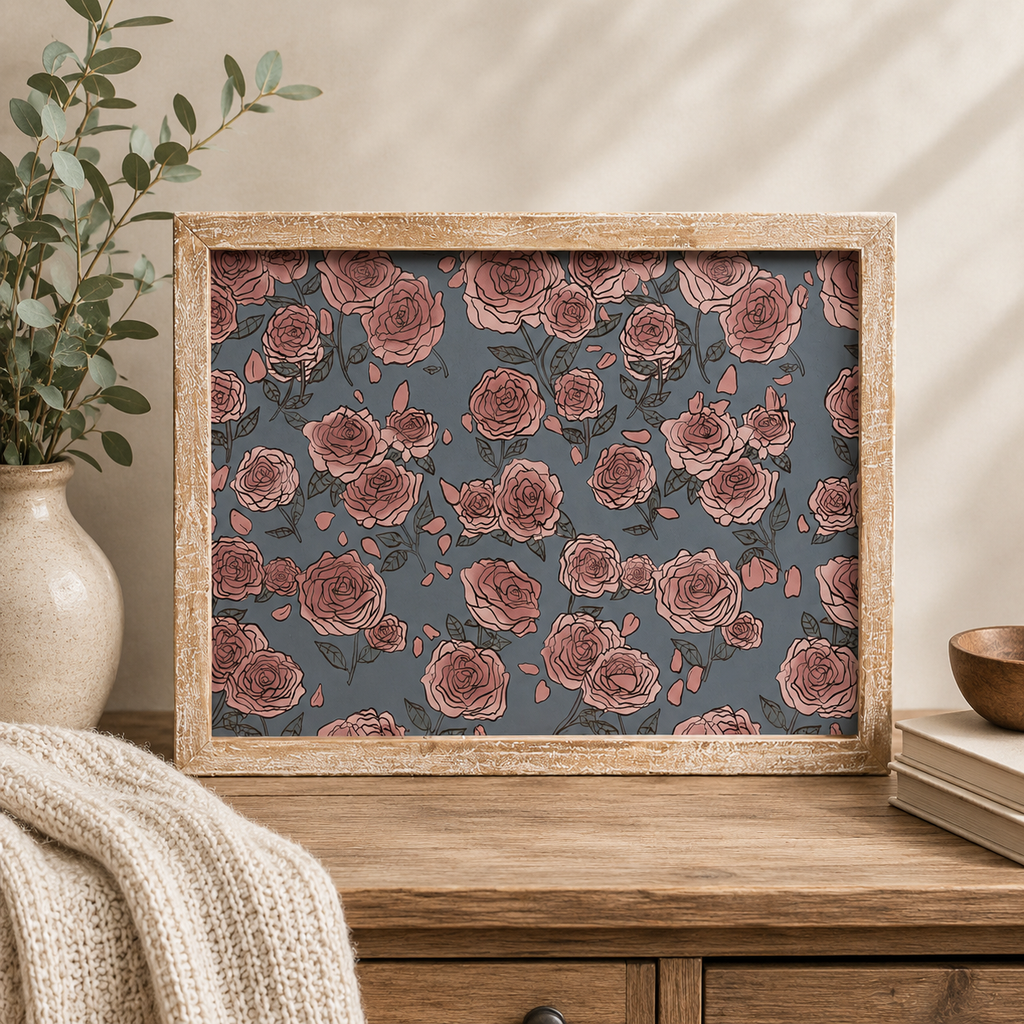 16" x 13" Reversible Wood Frame Sign - Landscape/Roses | Multicolor