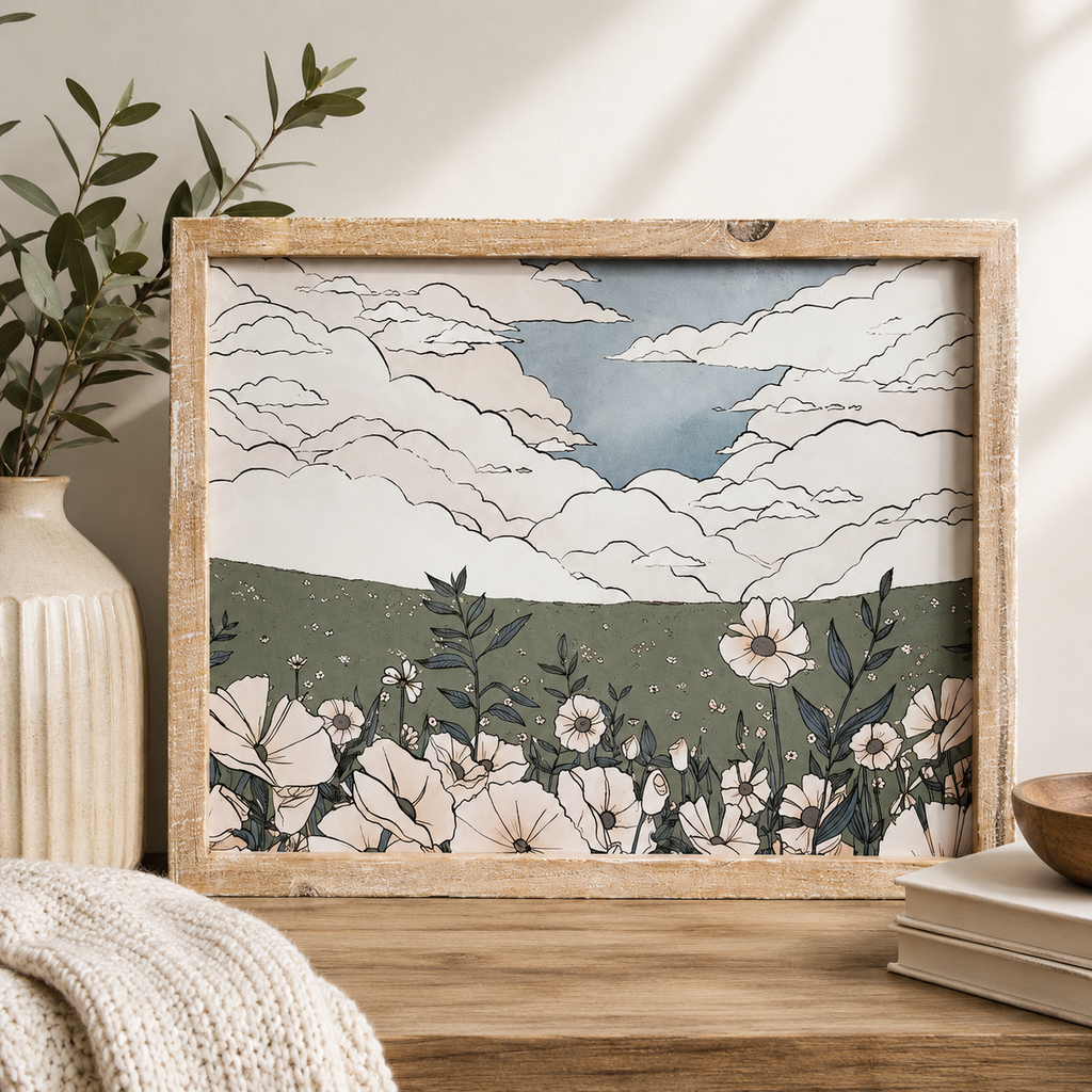 16" x 13" Reversible Wood Frame Sign - Landscape/Roses | Multicolor