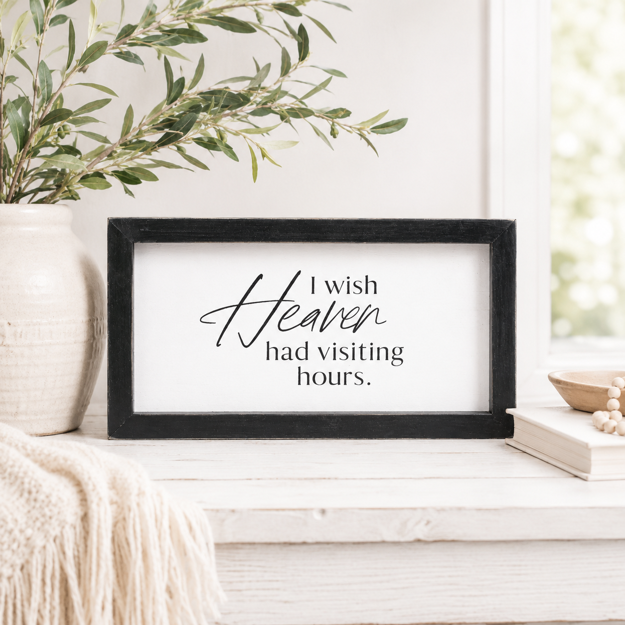 9" x 5" Wood Frame Sign - Visiting Hours | White and Black | Remember When Collection