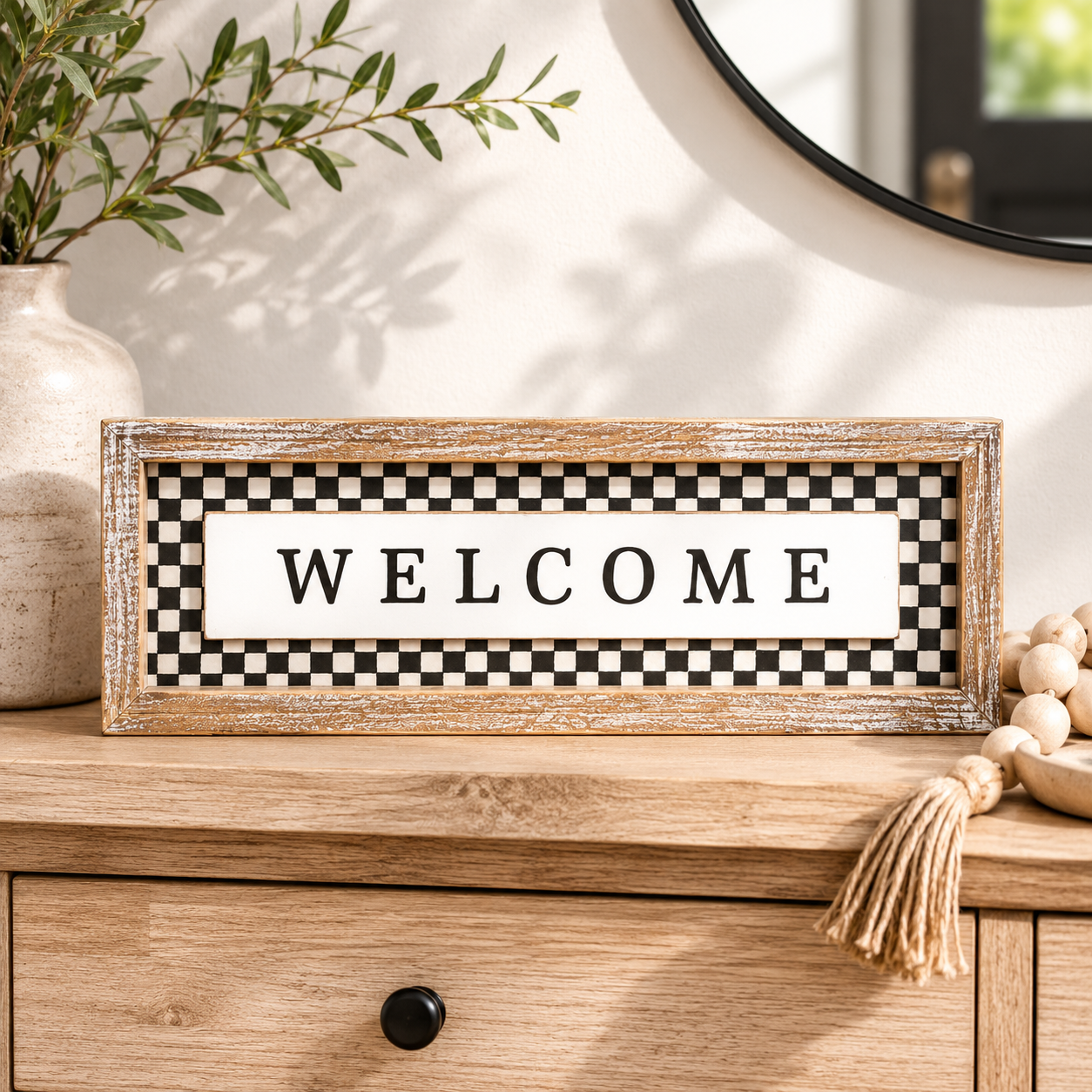 17" x 6" Reversible Wood Frame Sign - Train/Welcome | Multicolor