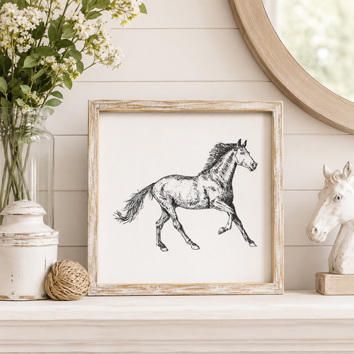 10" Reversible Wood Frame Sign - Horse | Multicolor | Giddy Up Collection