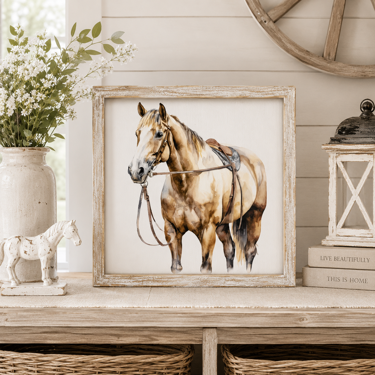 10" Reversible Wood Frame Sign - Horse | Multicolor | Giddy Up Collection