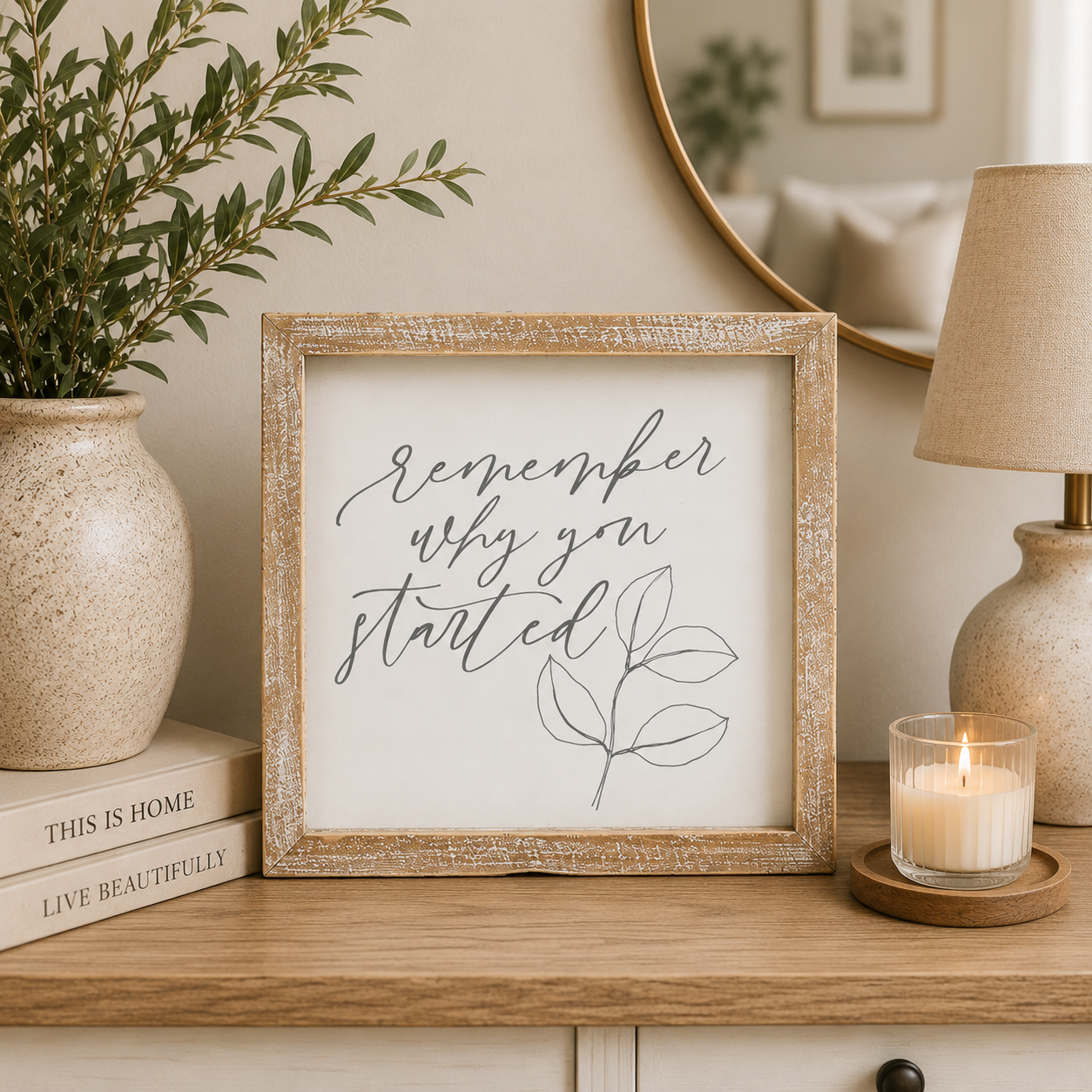 8" Reversible Wood Frame Sign Set - Moments/Started | White and Gray (Set of 6)