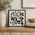 24" Reversible Wood Frame Sign - Line/Floral | White and Black