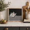19" x 17" Reversible Wood Frame Sign - House/Fruits | Multicolor