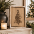 13" x 17" Reversible Wood Frame Sign - Santa/Tree | Natural & White | Mid Century Collection