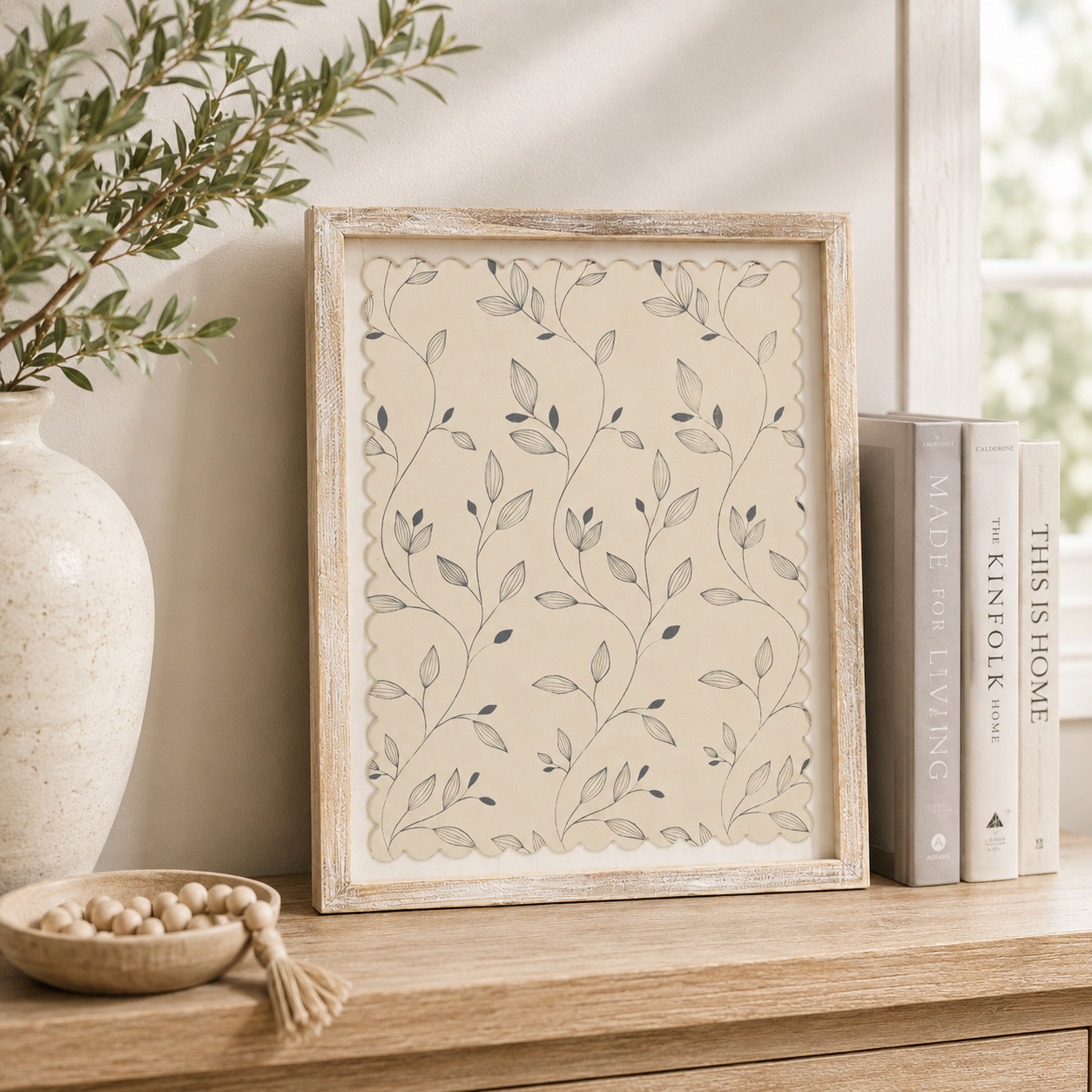 16" x 20" Reversible Wood Frame Sign - Leaves | Multicolor | Scallop Collection