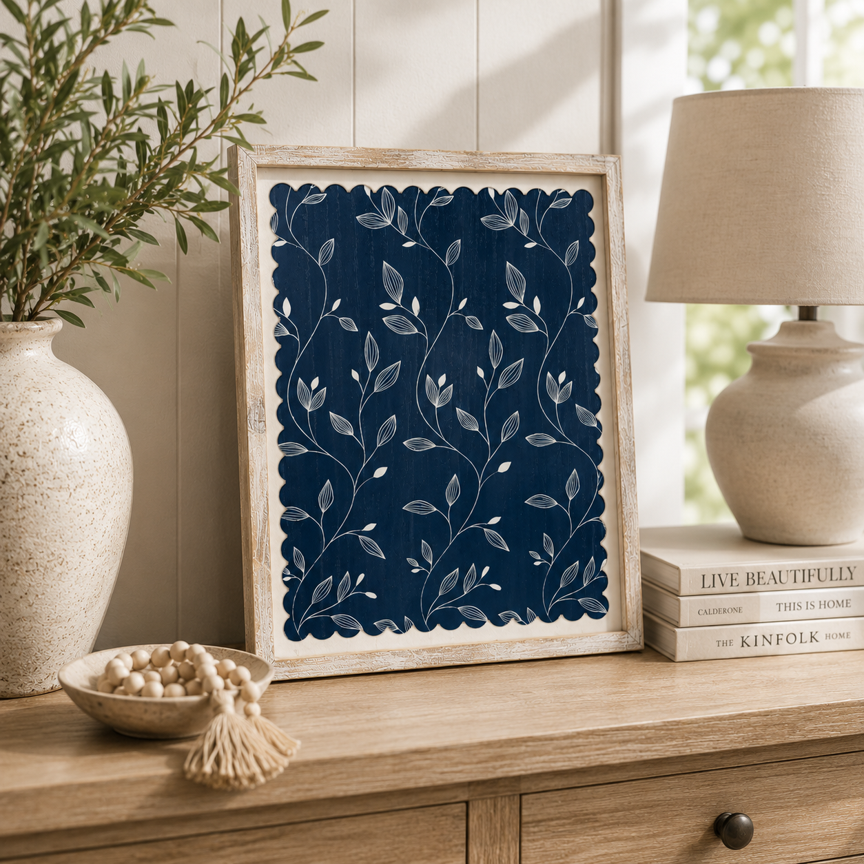 16" x 20" Reversible Wood Frame Sign - Leaves | Multicolor | Scallop Collection