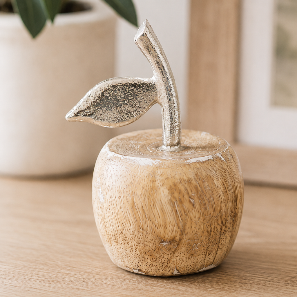 4" Mango Wood Shape - Apple | Silver
